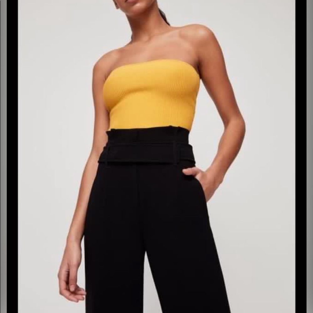 Aritzia Babaton Essamba knit Tube top mustard yellow